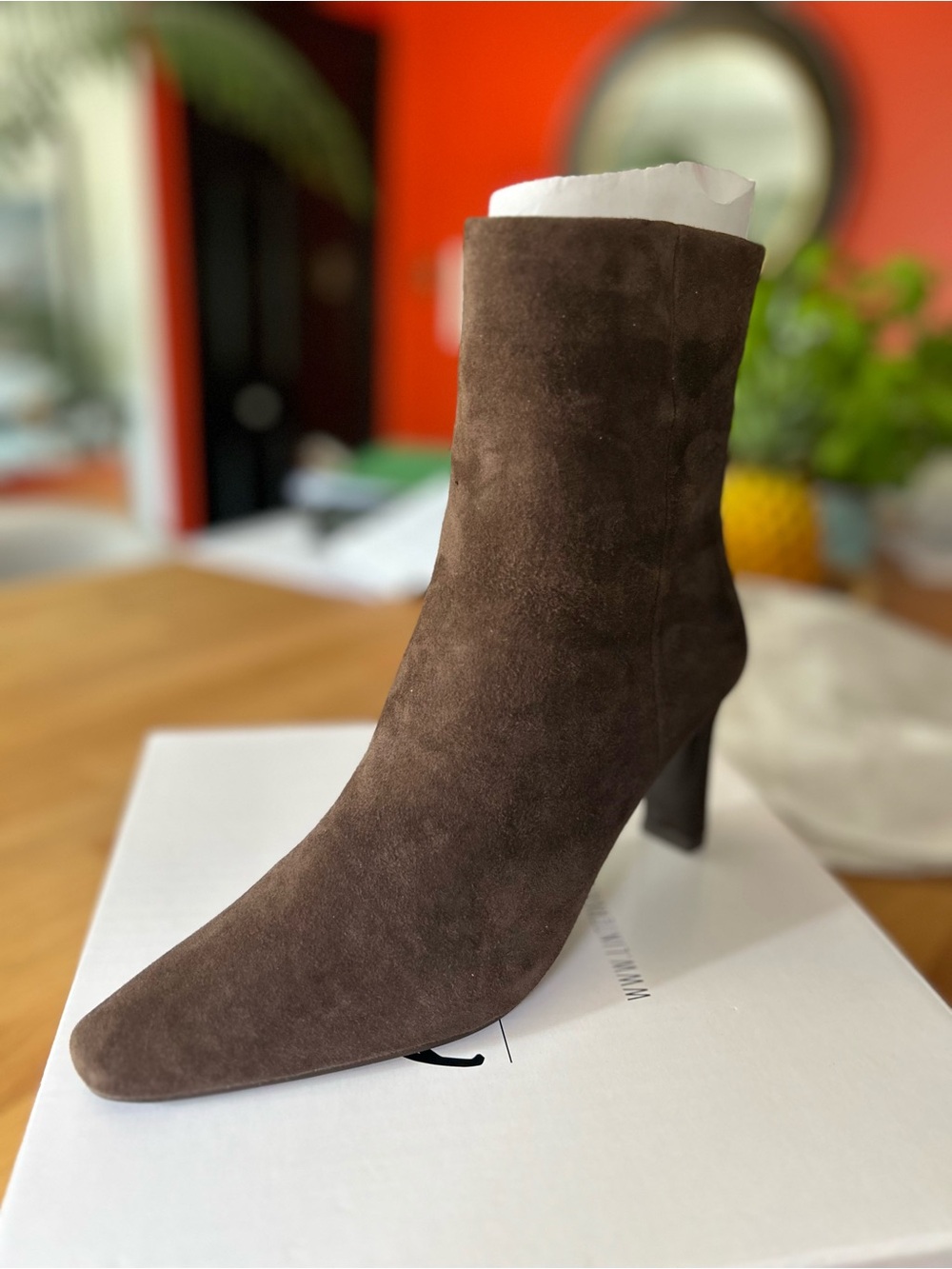 L'INTERVALLE Dark Brown Suede Pointed Toe Ankle Bootie